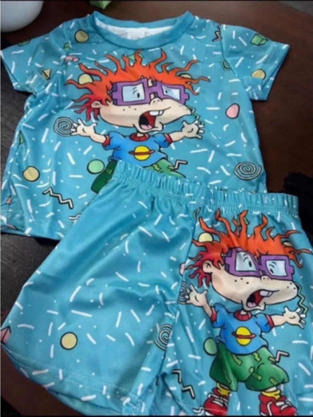 Kids Blue Cartoon Character shorts Set